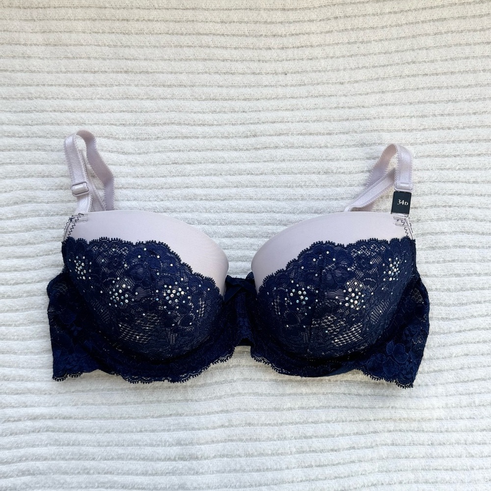 VICTORIA’S SECRET | NWT Dream Angels Demi Bra Navy Lilac 34D
